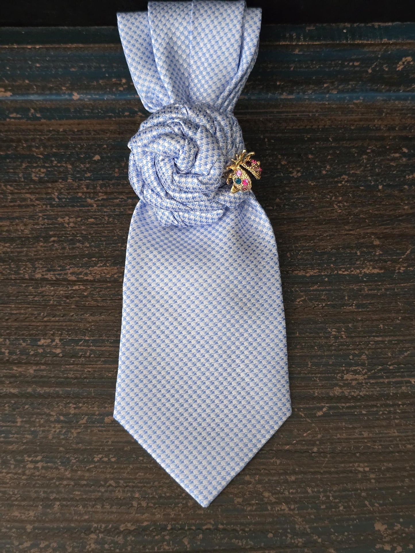 Handcrafted Silk Necktie Necklace: Ladybug Brooch Statement Jewelry