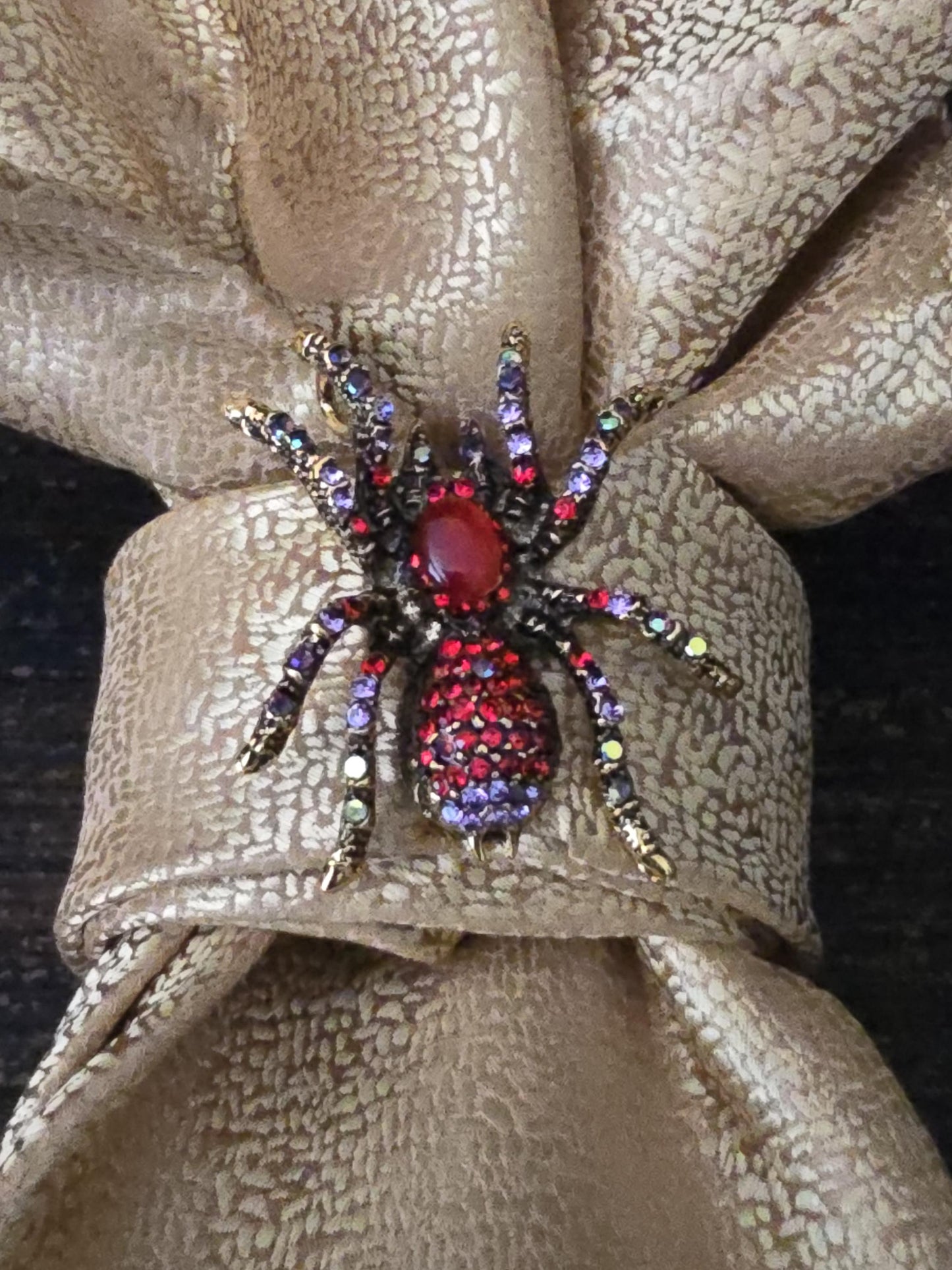 Stylish Gold Women's Necktie Necklace - Red Spider Brooch Necklace - Brooch Necktie - Stylish Neckwear For Women