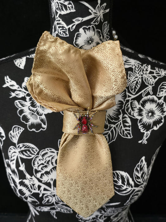 Stylish Gold Women's Necktie Necklace - Red Spider Brooch Necklace - Brooch Necktie - Stylish Neckwear For Women