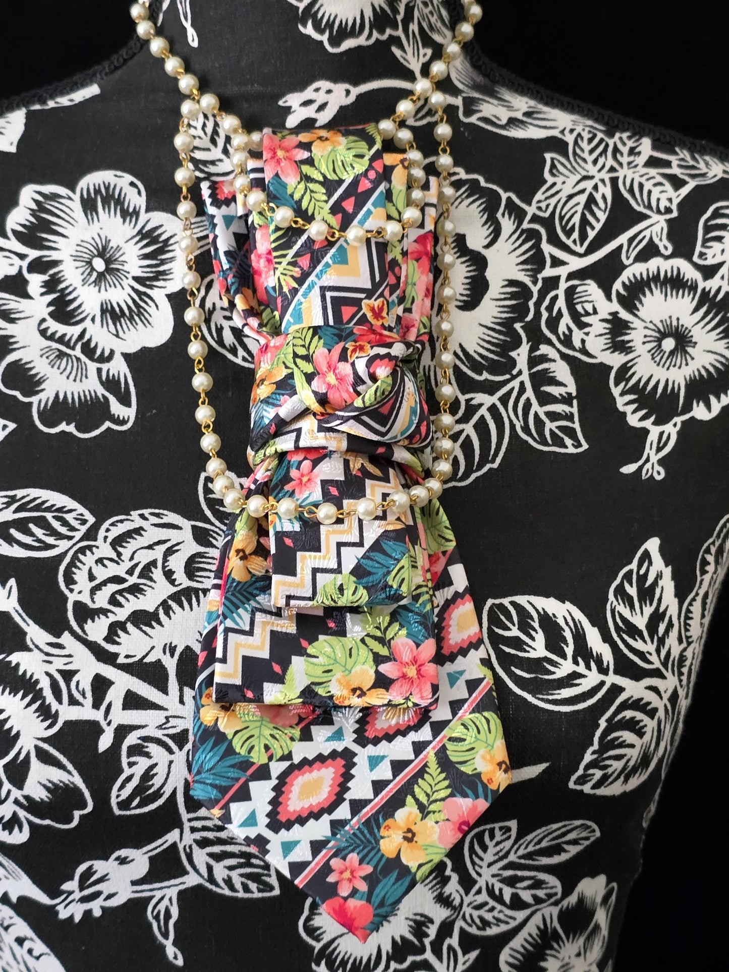 Simple but Elegant Multi-Color Women's Necktie Necklace - Handcrafted Statement Jewelry - Brooch Necktie For Women