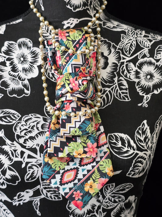 Simple but Elegant Multi-Color Women's Necktie Necklace - Handcrafted Statement Jewelry - Brooch Necktie For Women