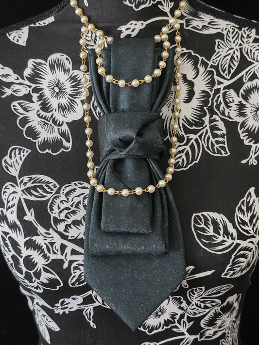 Simple but Elegant Forrest Green Women's Necktie Necklace - Handcrafted Statement Jewelry - Brooch Necktie For Women